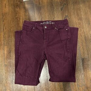 Gloria Vanderbilt All-Around Slimming Effect Rail Straight Jeans, Burgundy,Size8